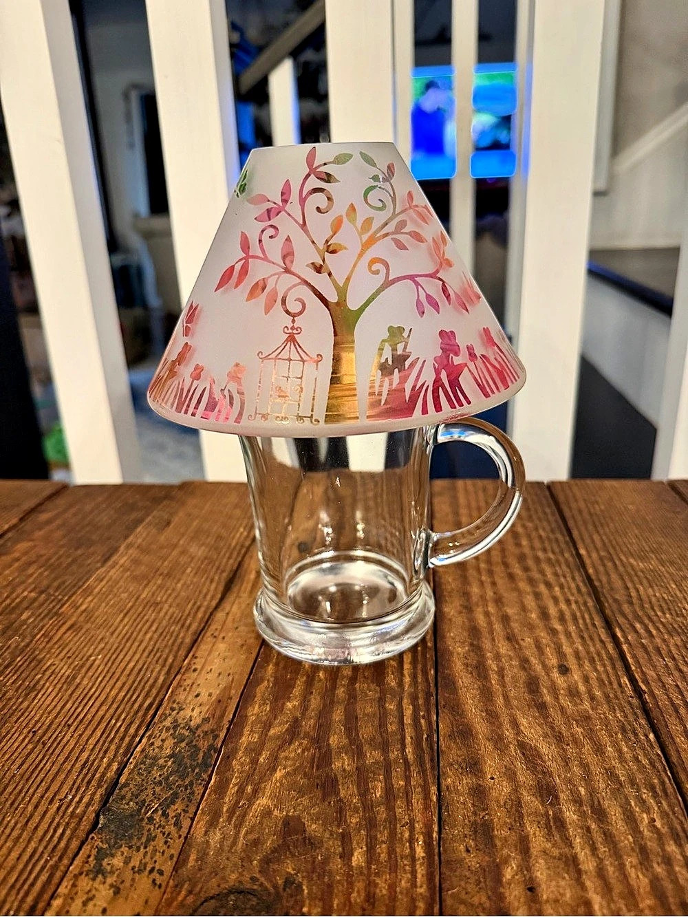 Vintage Yankee Candle frosted hurricane globe and mug for votive candles